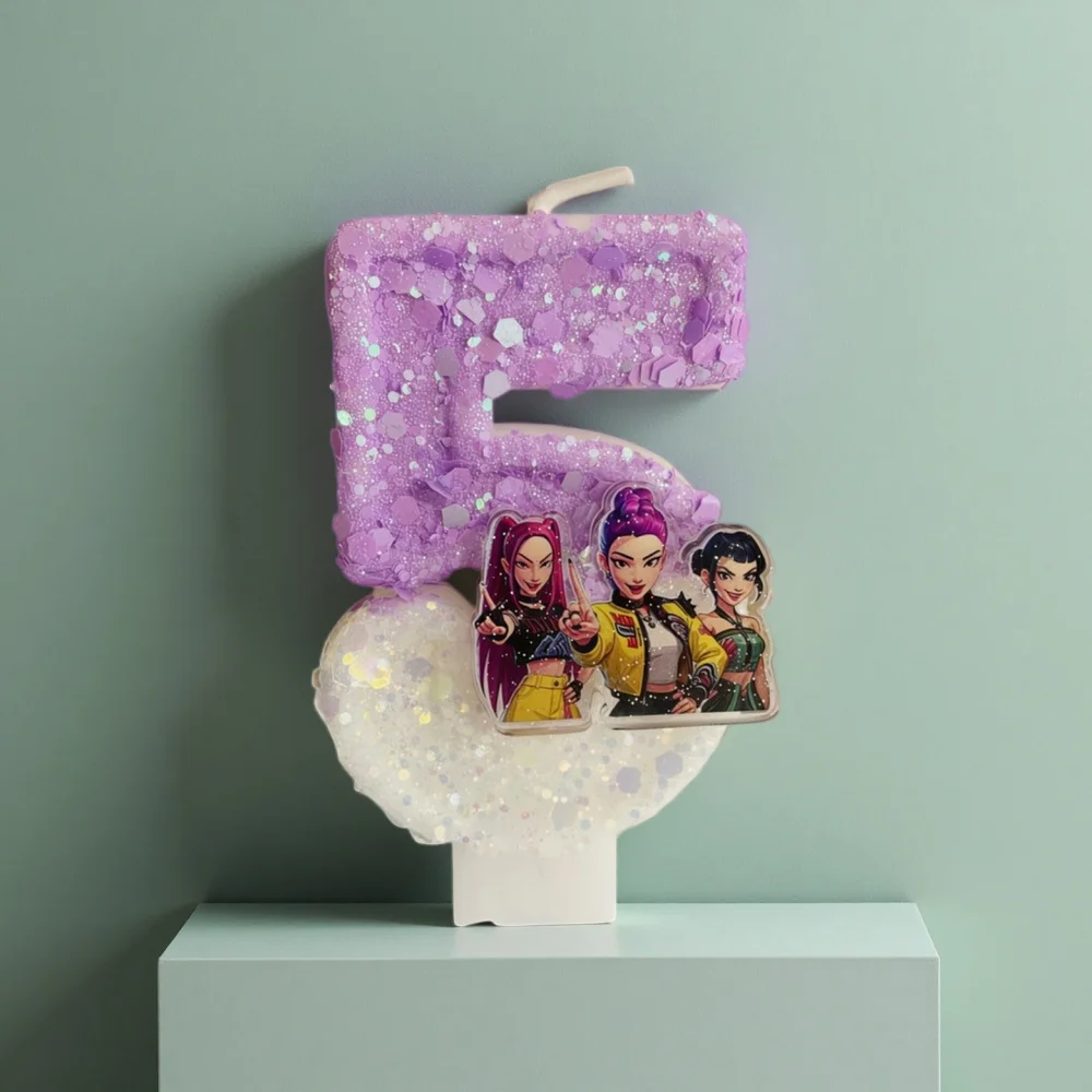 Bougie Chiffre 0-9 Anime Mignonne 3D Personnage de Dessin Animé pour Gâteau d'Anniversaire Enfant Décoration de Gâteau Cadeau