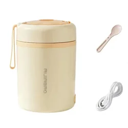 Wireless Portable USB Rechargeable Stainless Steel Electric Lunch Box Travel Camping Food Heated Warm Container Car Office Set