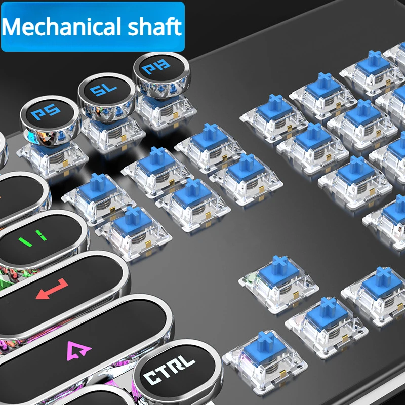 Imagem -04 - Retro Punk Teclado Mecânico para Jogos Azul Preto Interruptor Marrom 104 Chaves Usb com Fio Rgb Retroiluminado para pc Laptop K990 K990