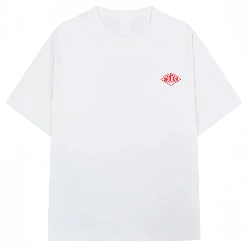 2026 New Japanese Export Style Classic Print Solid Color Loose Cotton Couple Short Sleeve Unisex T-Shirt
