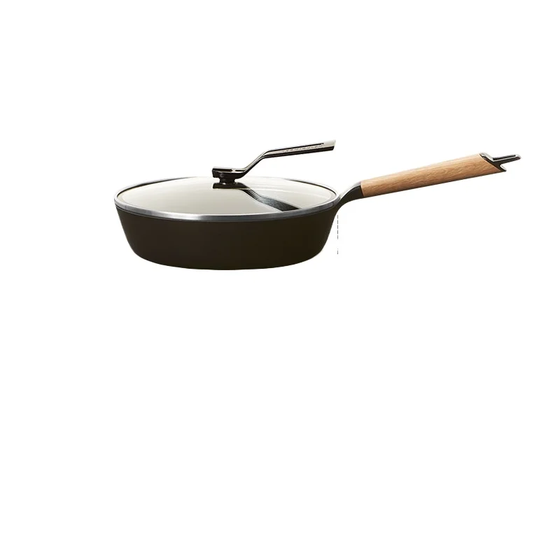 Enamel cast iron flat-bottomed frying pan Ultra-lightweight fluorine-free coating Fast thermal conduction Physical non-stick