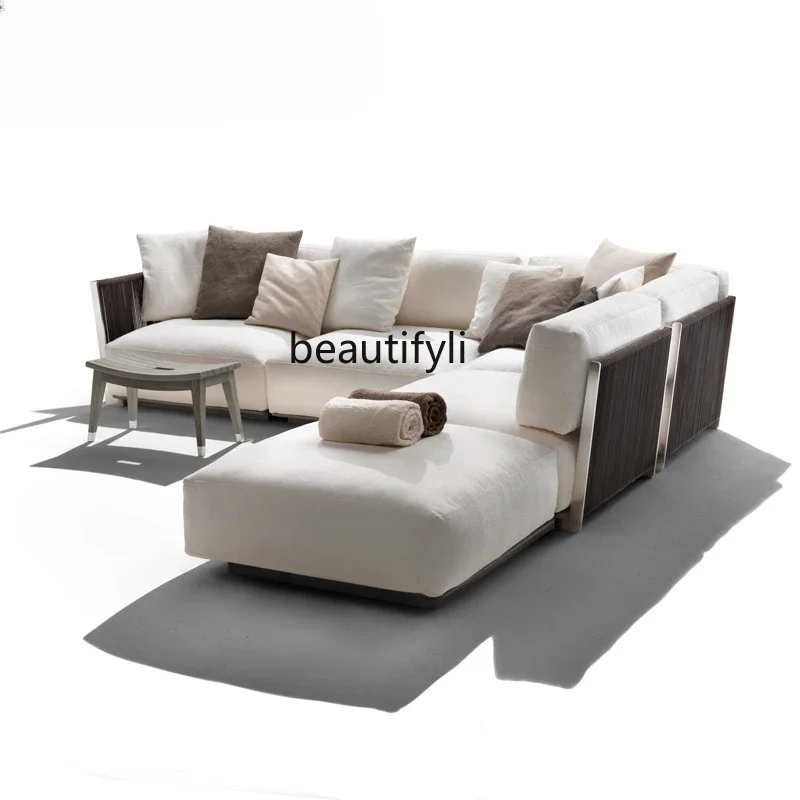 Outdoor Leisure Lazy Rattan Sofa Courtyard   Terrace Waterproof and Sun Protection High-Grade Rattan Furniture