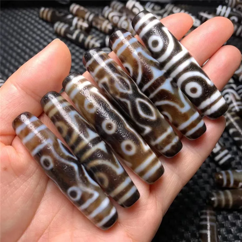 

220606-6 13mm*58mm 100pcs/lot Weathering Oily DZi Bead Amulet Collection DIY for Men& Women Jewelry