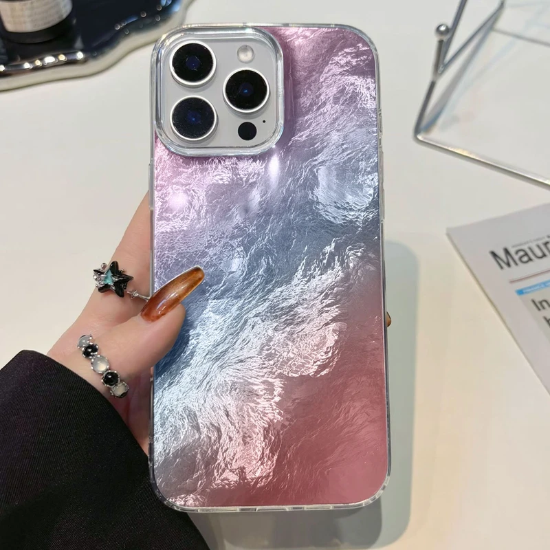 Чехол для телефона с градиентной текстурой ледника для Apple iphone 16 14 15 13 Pro Max 16e 16 plus 12 7 8 Plus XR SE, силиконовый чехол