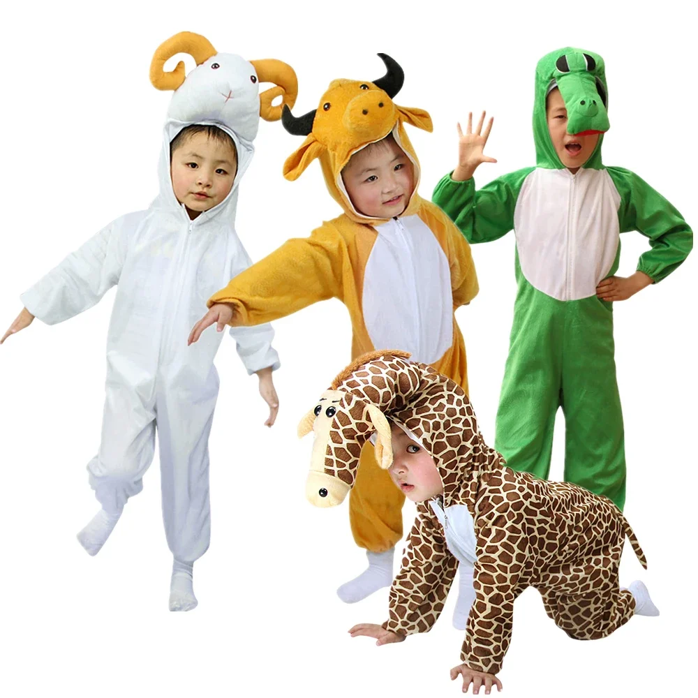 animal dress up party Children Animal Costumes Onesies Jumpsuits Giraffe Sheep Cattle Crocodile Elephant Party Animals