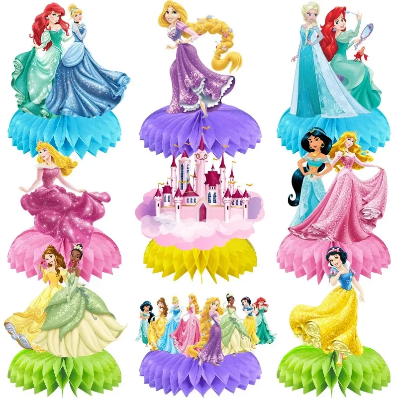 9Pcs/Set Disney Frozen Elsa Princess Party Honeycomb Ornament Children's Birthday Party Baby Shower Decoration Supplies Toys