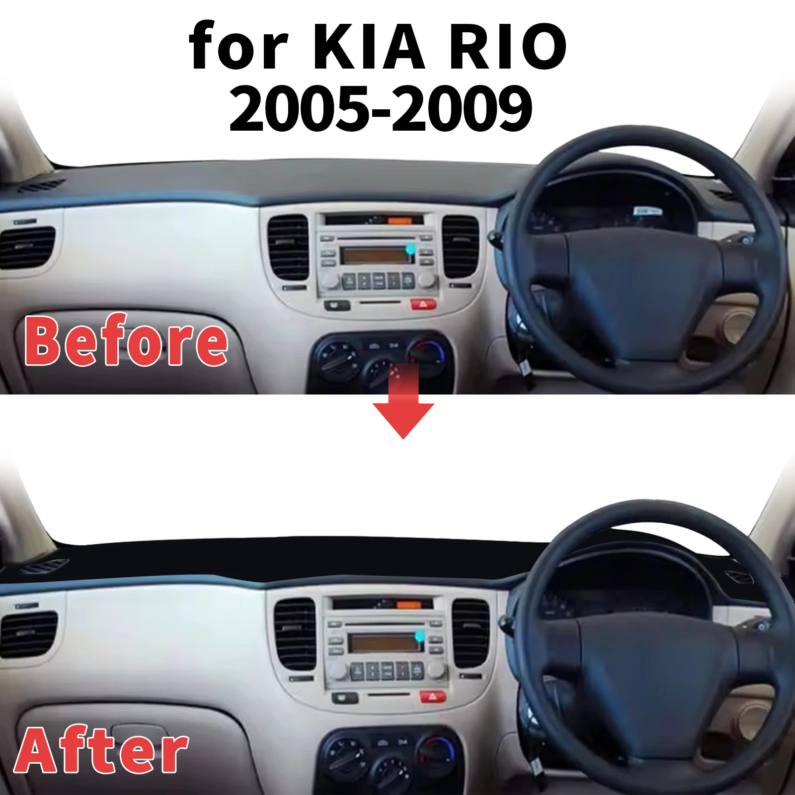 for KIA RIO 2 2005-2009 New Pride Rio5 RIO2 JB Dashboard Cover Sun Shade Protector Dashmat Anti-Glare UV Carpet Mat Dash Mat