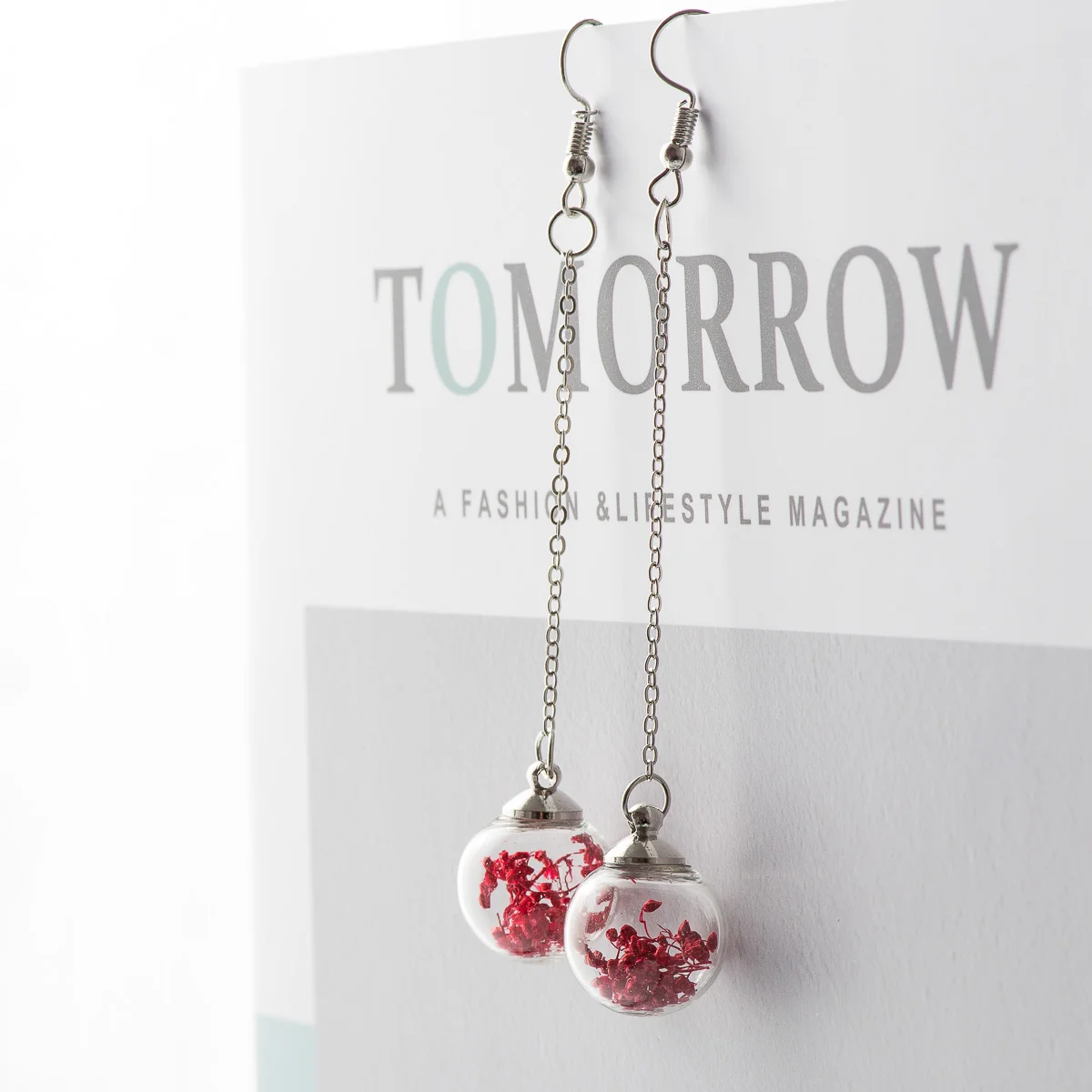 Flower Eardrop Dried Flower In Glass Ball Earrings Fantasy DIY Ear Lines Dangle Earring For women #HZ229