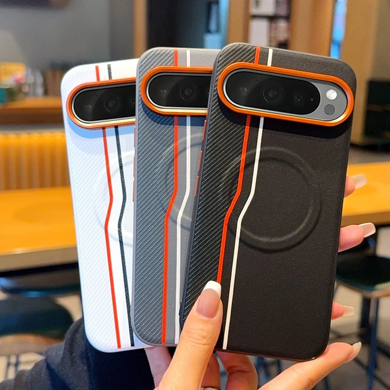 

Чехол для Google Pixel 9 Pro XL 9A, магнитный, из искусственной кожи, с цветными вставками, ультратонкий защитный чехол для Pixel 9 Pro