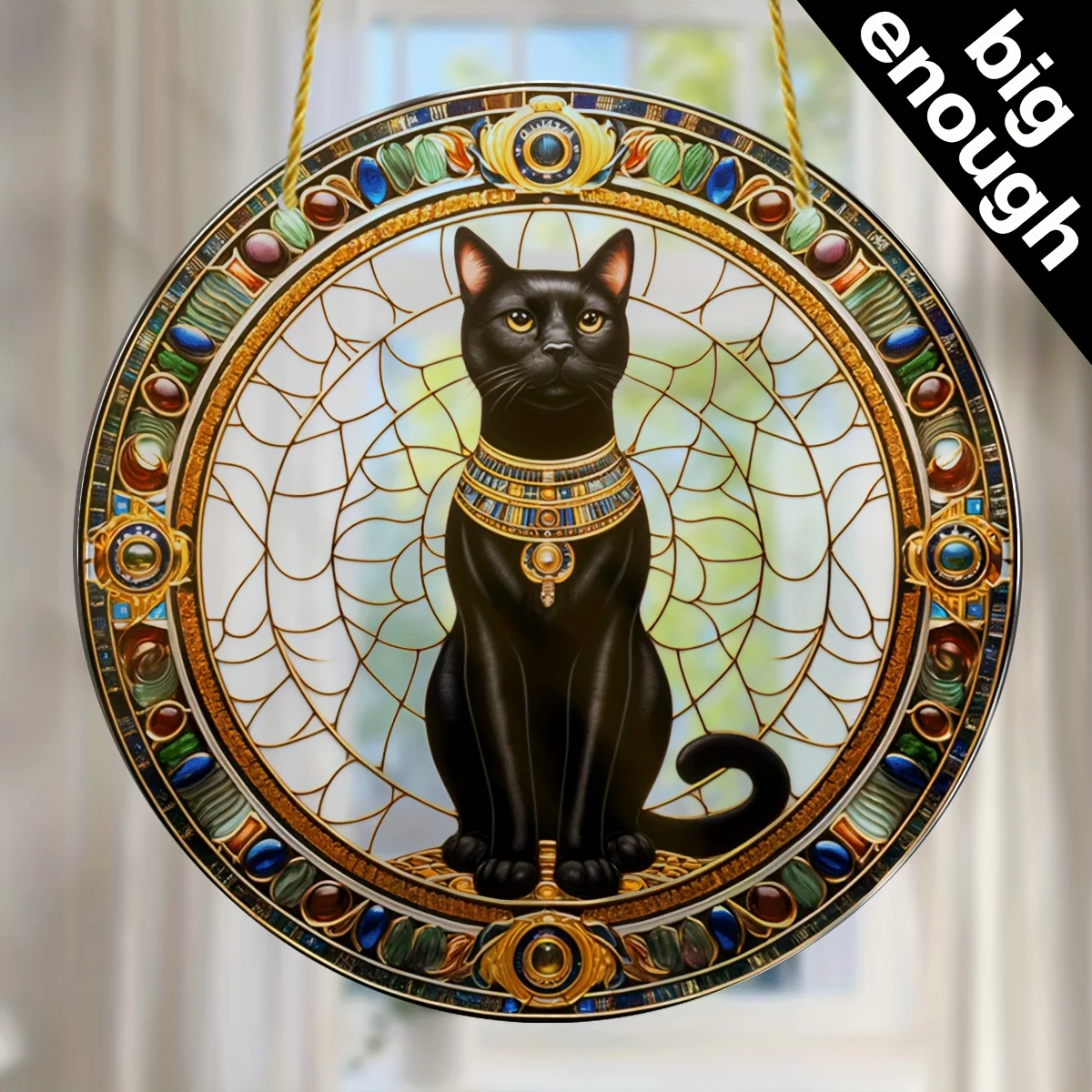 

Egyptian Black Cat Sun Catcher-Traditional Acrylic Wall Decor,Multipurpose Guardian Amulet for Home Protection,Room Decor