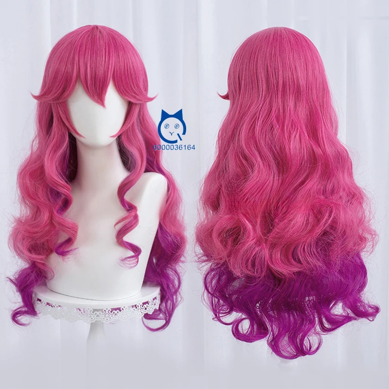 

League off Legends Game Ahri Cosplay LOL 70cm Long Curly Wave Wig Heat Resistant Synthetic Hair for Anime Expo Party Comic Con