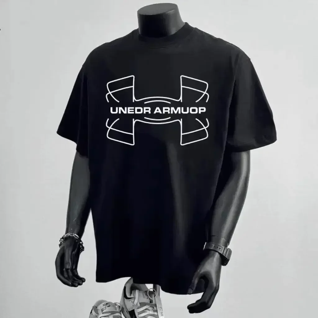 

Foreign Trade Export Counter Yu Shan Pure Cotton T-shirt Men's Short-sleeved Personalized Round Neck Fashion Simple Top Clothing