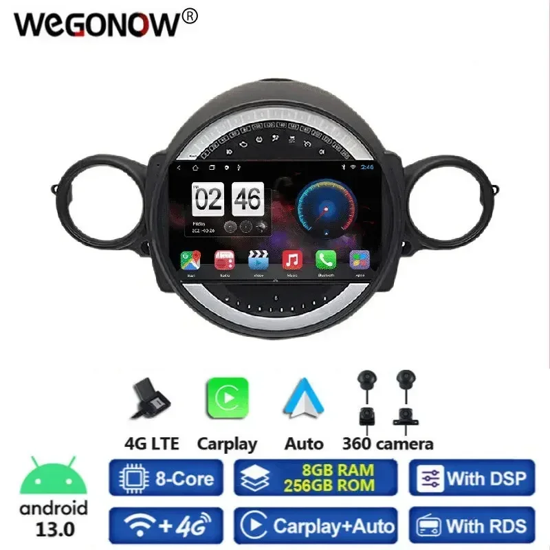 1080*720 360 Camera Android 13.0 8GB+256GB 8Core Car DVD Player GPS WIFI Bluetooth 5.0 RDS Radio For BMW MINI R56 R60 2007-2014