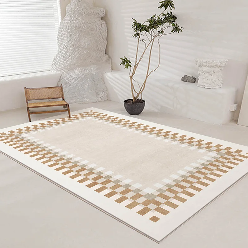 

Checkerboard Pattern Polyester Carpet Mat for Living Room Bathroom Bedroom-Modern Simple Style Machine Washable