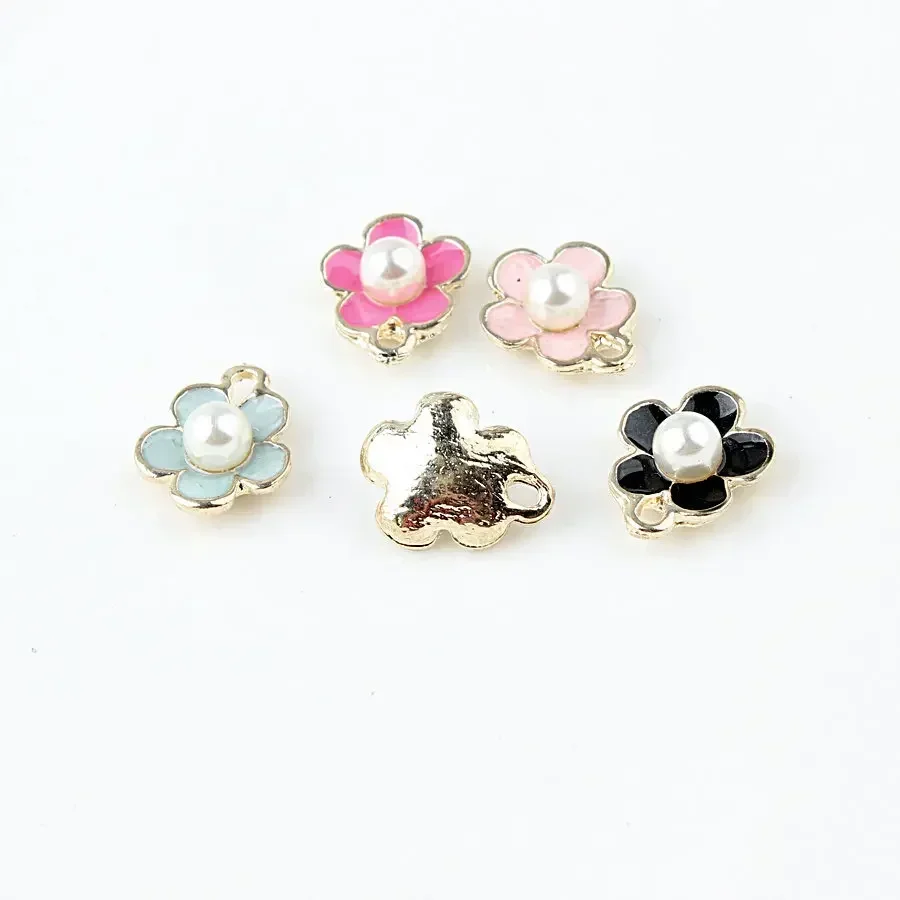 

10pcs White Beads Flowers Charm Pendants Alloy Metal Enamel Charms for DIY Jewelry Making Accessory 11*14mm Dropshipping