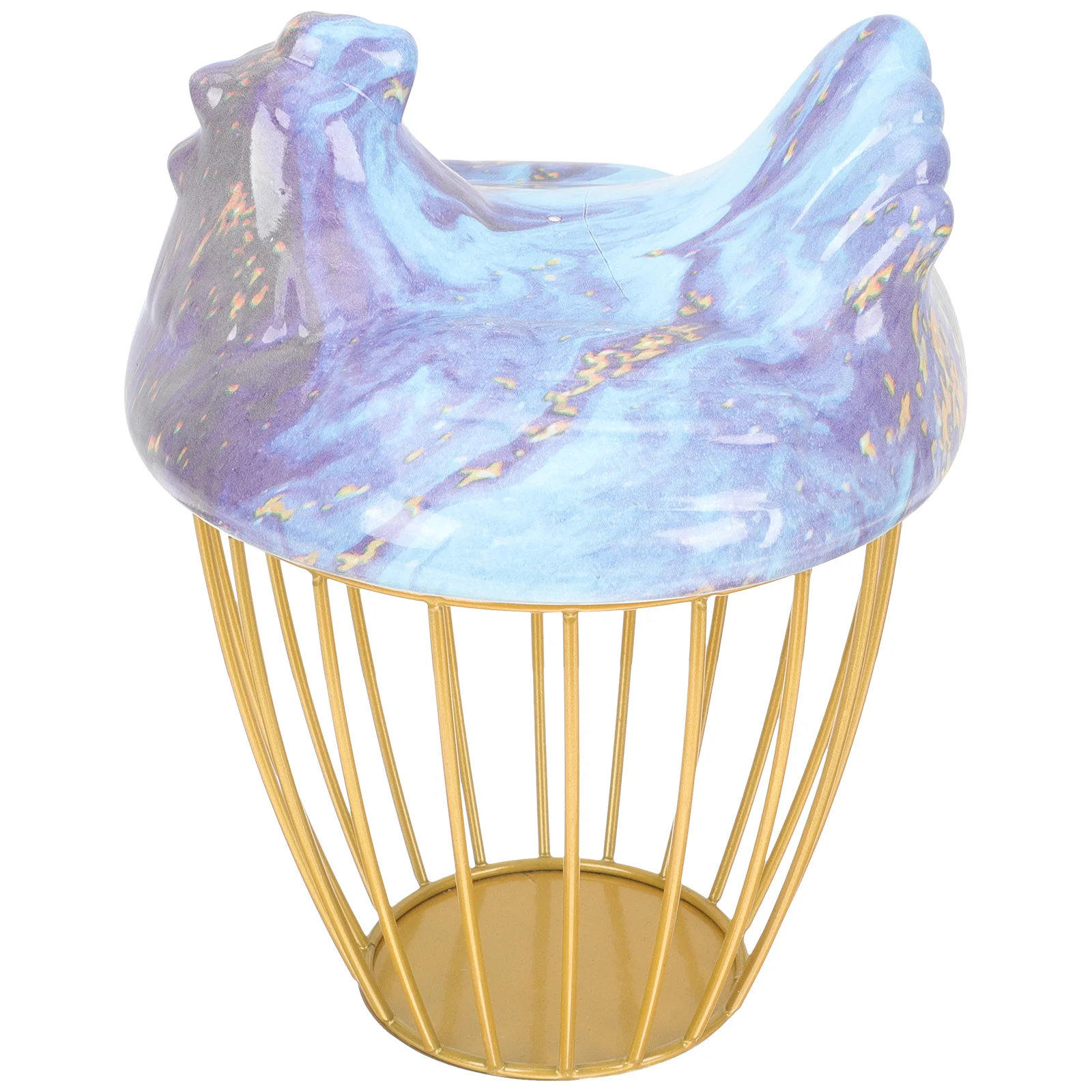 

Hen Shape Egg Basket Ceramic Metal Mesh Kitchen Storage Basket Multifunctional Countertop Organizer for Eggs Vegetables