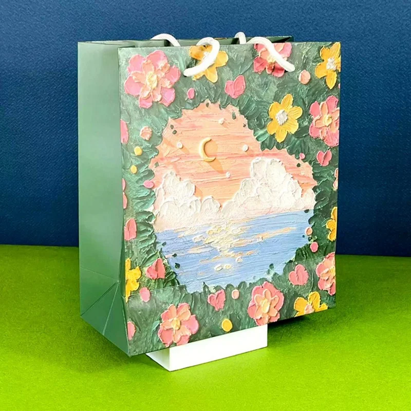 Oil Painting Children's Gift Bag Gift Box Bag Paper Bag Portable Birthday Gift Bag Souvenir