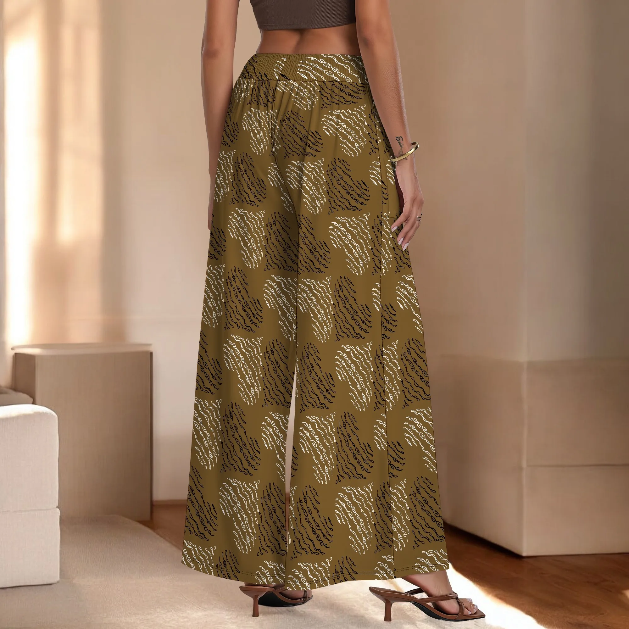 Women's Wide Leg Pants with Pockets All Seasons Casual Comfort LOVE Pattern for Music Festival, Anniversary