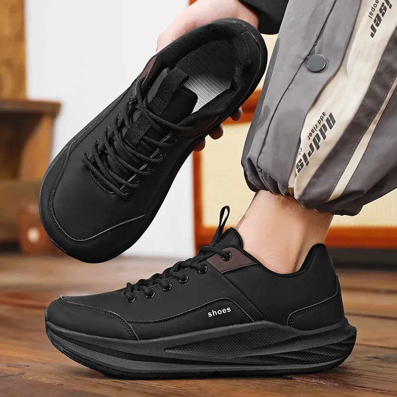 

Wide Toe and Wide Head Shoes Men's Casual Leather Sneakers Spring New Trendy Soft Sport Breathable Comfortable Lace-up Men Shoes