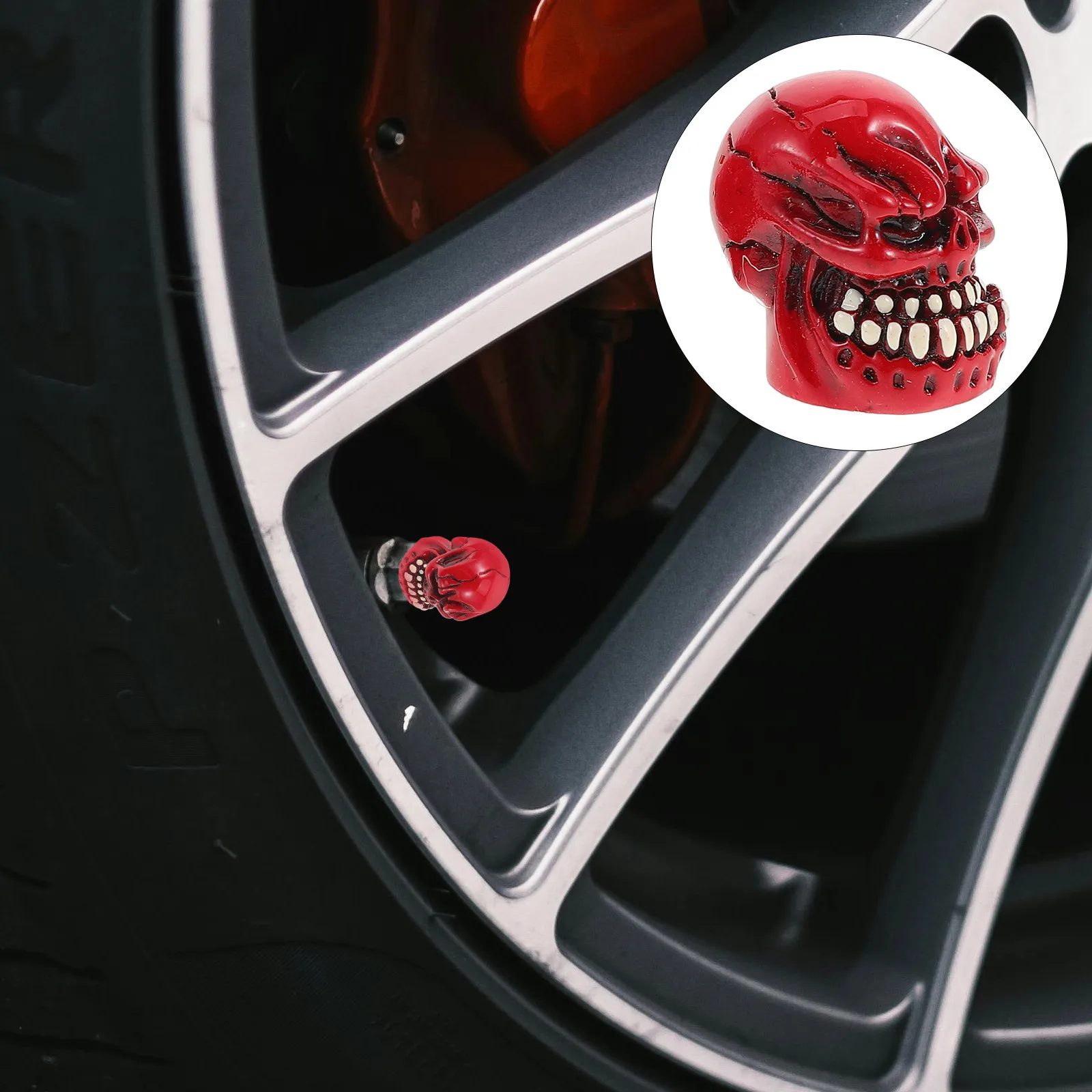 

4Pcs Skull Tire Valve Stem Caps Resin Material Universal Auto Valve Caps Car Motorcycle Accessories Stem Cap Car Accessories