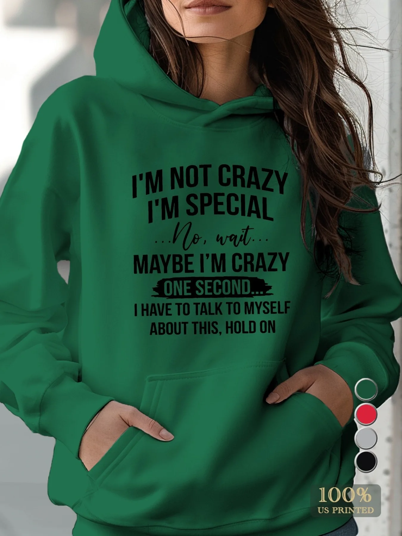 I Am Not Crazy Women\'s Hoodie Comfortable Monogram Print Hoodie, Casual Pocket Long Sleeve Drawstring Hoodie, Hoodie goth