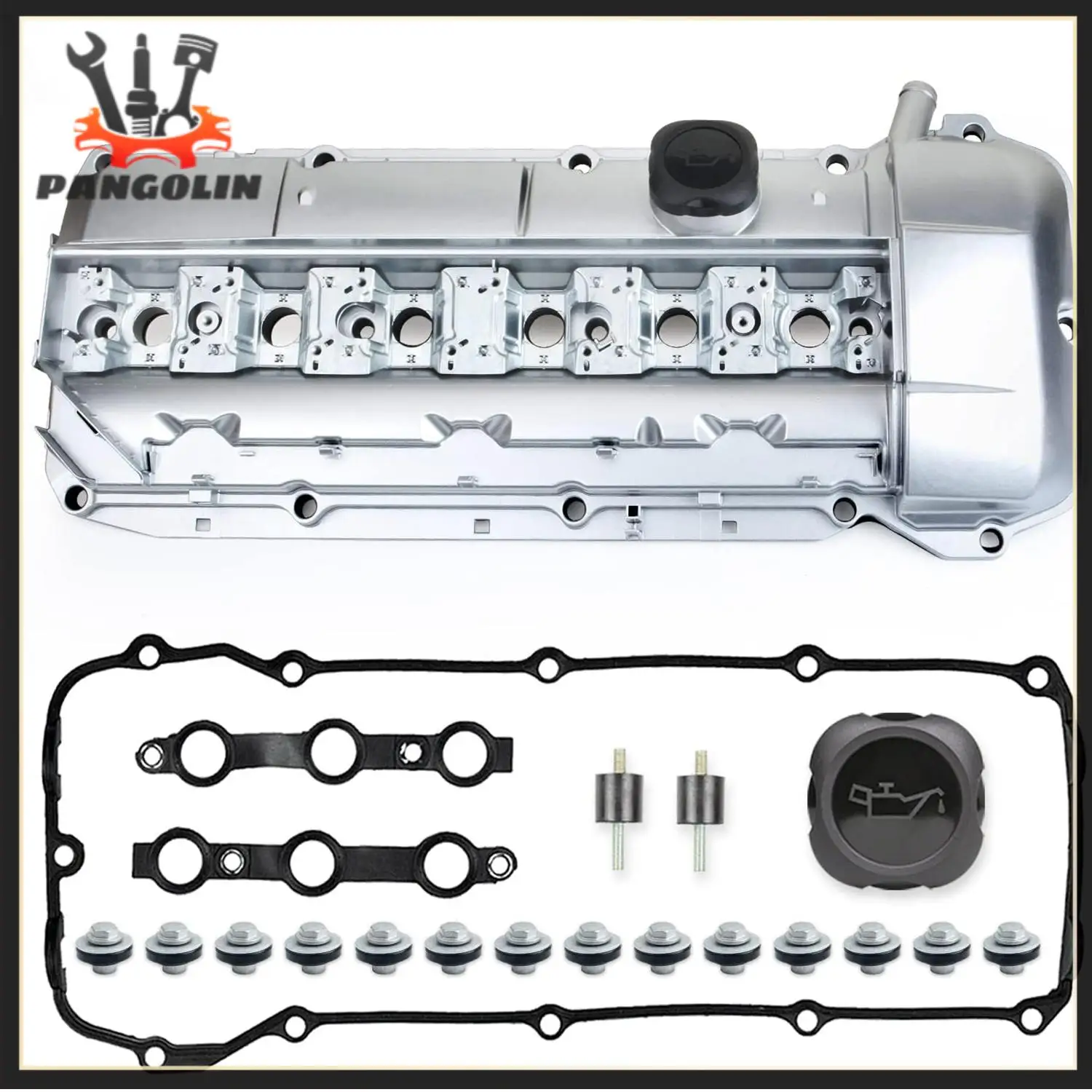 

11121432928 Aluminum Valve Cover Kit with Gasket & Bolts For BMW Z3 323i 325i 328i 330i 525i 528i 530i X5 M52 M54 2.5L 2.8L 3.0L