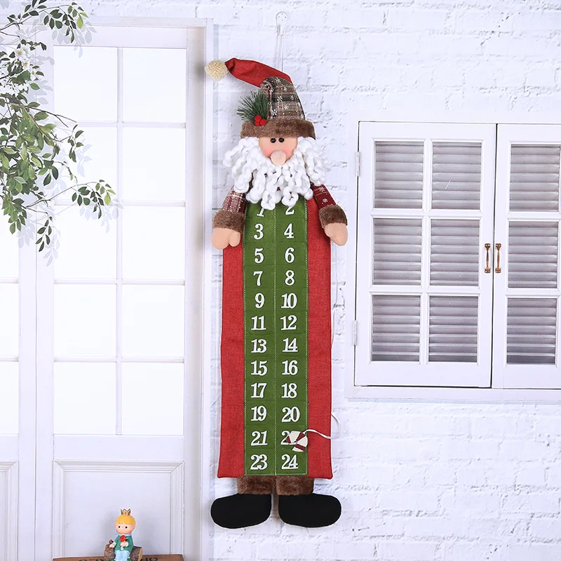 Christmas Countdown Calendar Cloth Half Manual And Half Machine Process Santa Claus Snowman Three-dimensional Figure