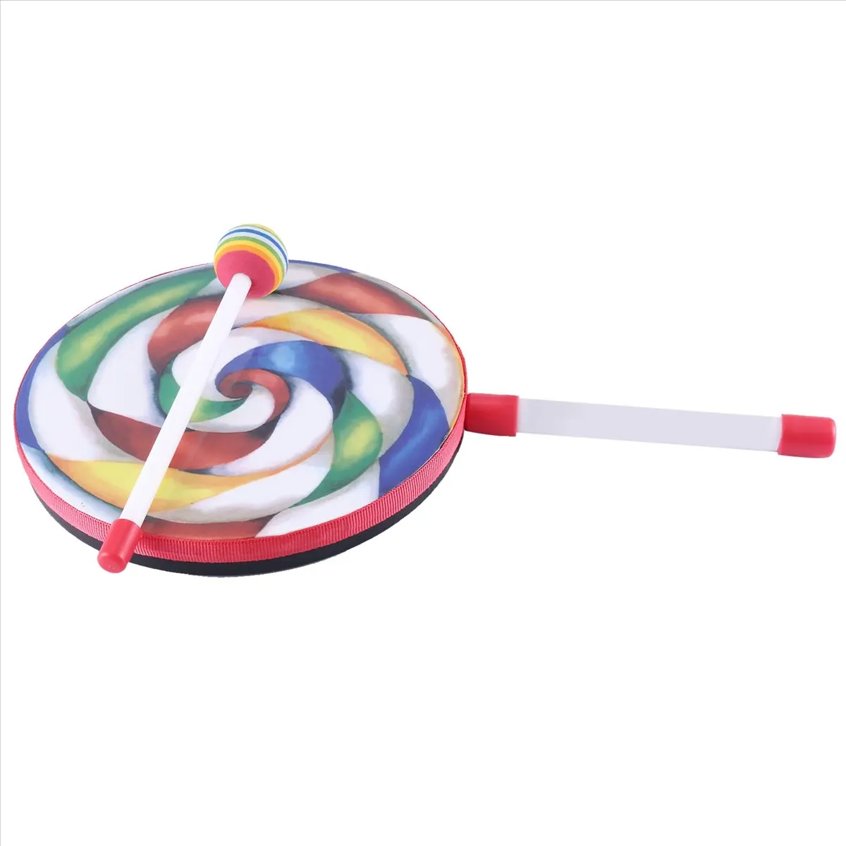 Compatible 5Pack 8Inch Lollipop Drum with Mallet Rainbow Color Music Rhythm Instruments Kids Baby Children Playing Toy