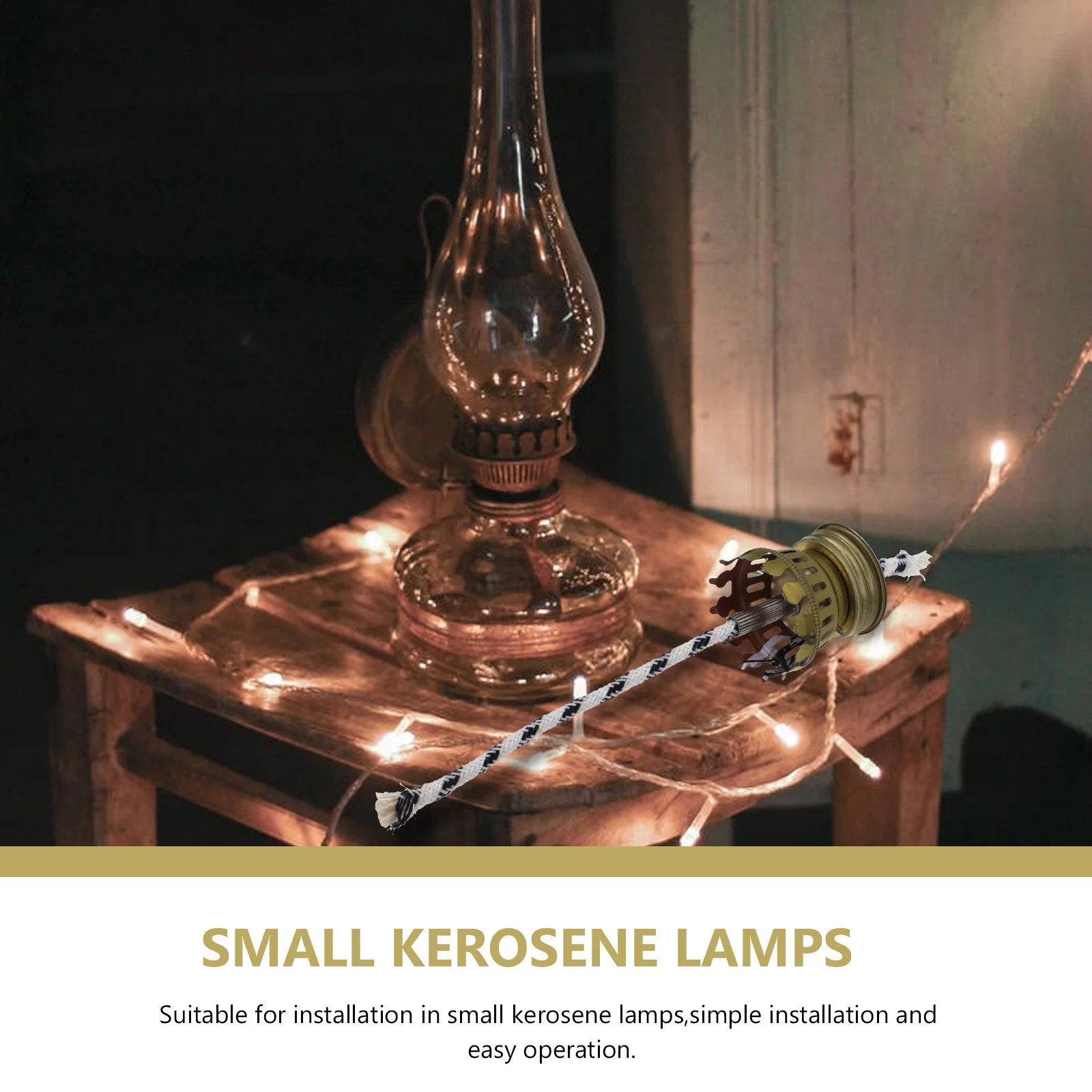 

Lamp Holder Gold Plating Durable Metal Cotton Rope DIY Oil Lamp Base Multipurpose Holder for Small Light