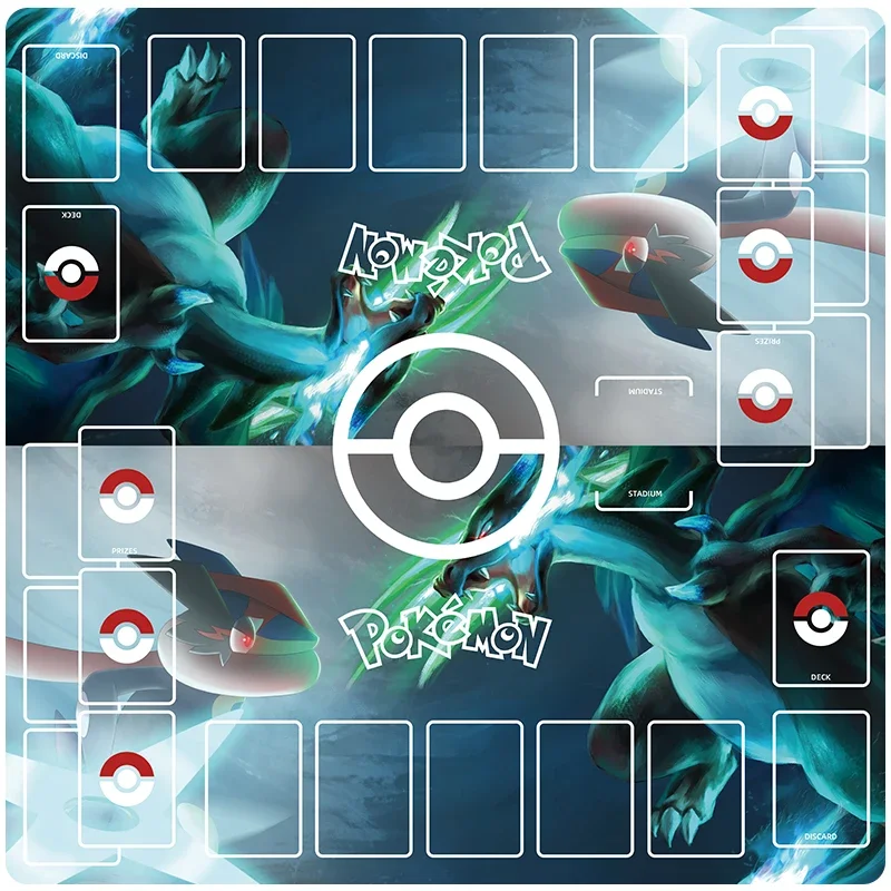 Diy Pokemon Dedicated Double GAME Card Mat Battle Sylveon Charizard PTCG Rayquaza Lillie Gift Toy Anime Table Mat 60*60*0.2cm
