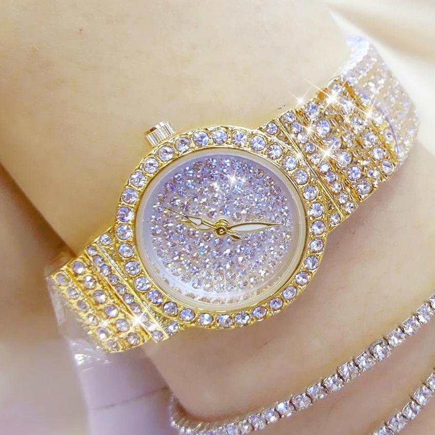 

BS Women Watch Famous Luxury Brands Full Diamond Ladies Wrist Watches Female Small Elegant Bracelet Wristwatch Montre Femme 2023