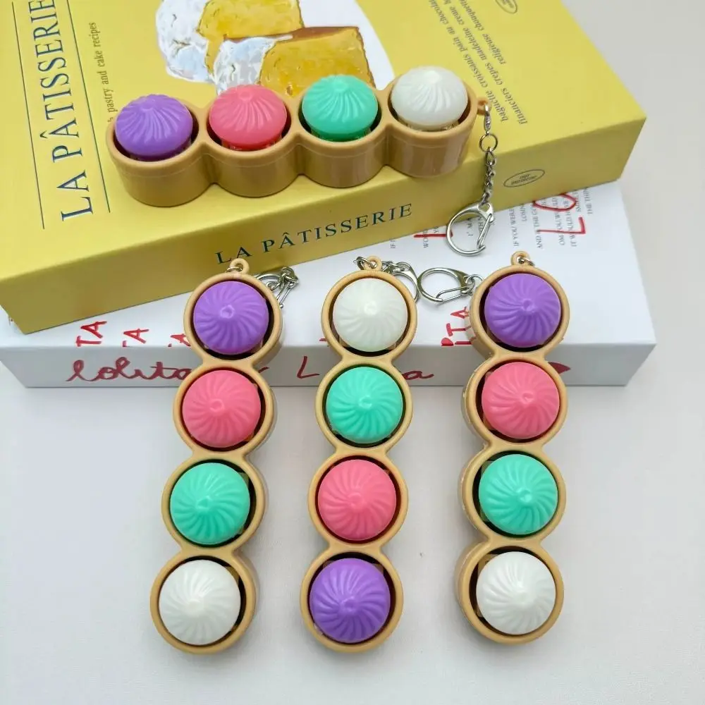 2-in-1 Fidget Spinner Keychain Steamed Bun Bun Keyboard Push Button Sensory Spinning Top Hand Relax Fidget Clicker Keychain