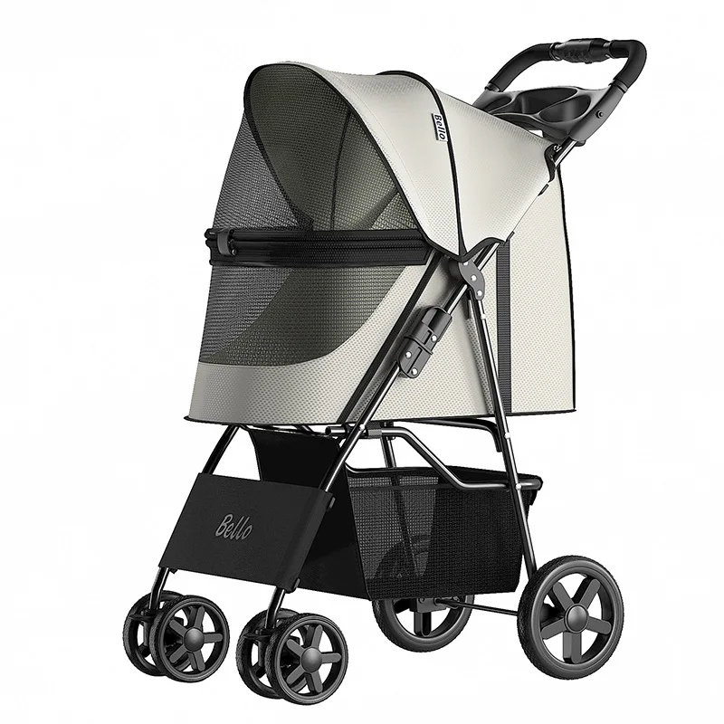 

One-Hand Folding 4-Wheel Pet Wagon Stroller Oxford Material for Cats & Dogs