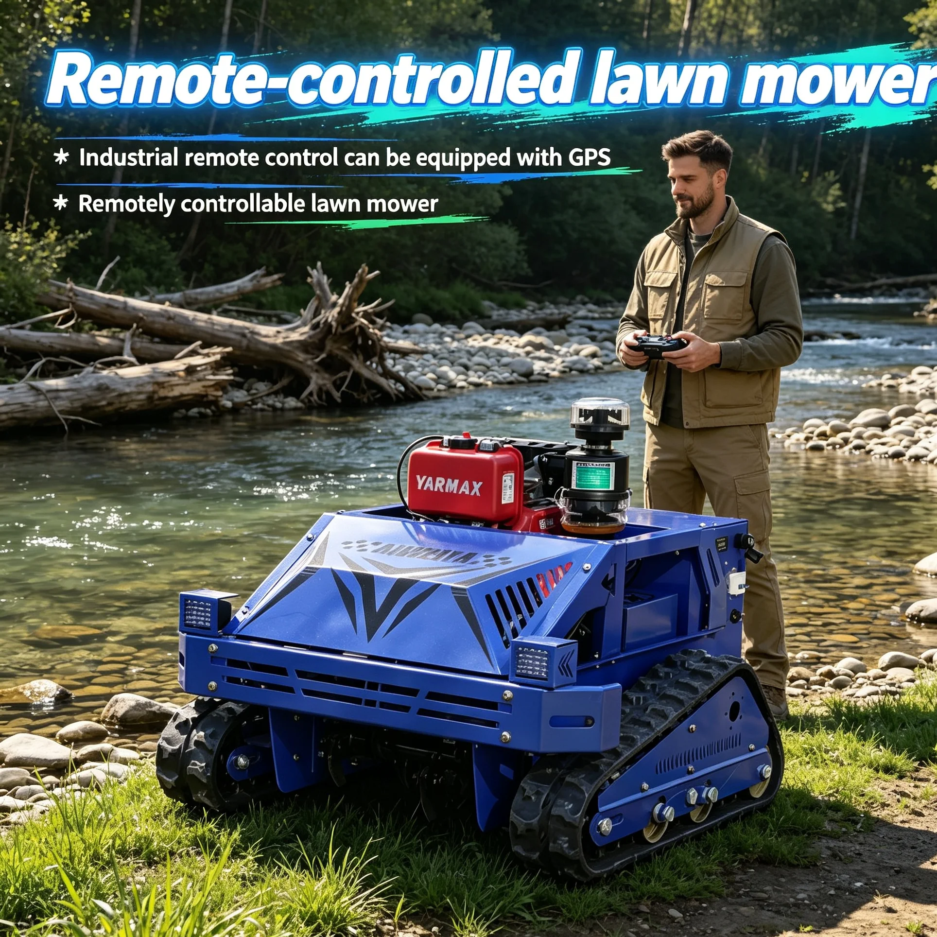 Customized Long-distance Controllable Mower with Storage Rack, height adjustable design and CE certificate for global export