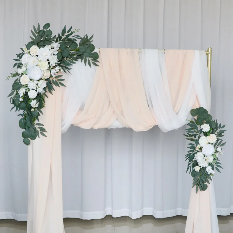 2pcs Artificial Flower Sash Arch Decor Floral for Wedding Door Window Chair Welcome Sign Backdrop Long Table Centerpieces Props