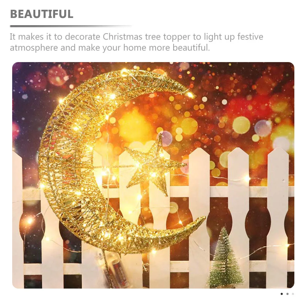 

Star Moon Tree Topper Xmas Christmas Decor Holiday Party Home Xmas Tree Topper Decoration Treetop Ornament
