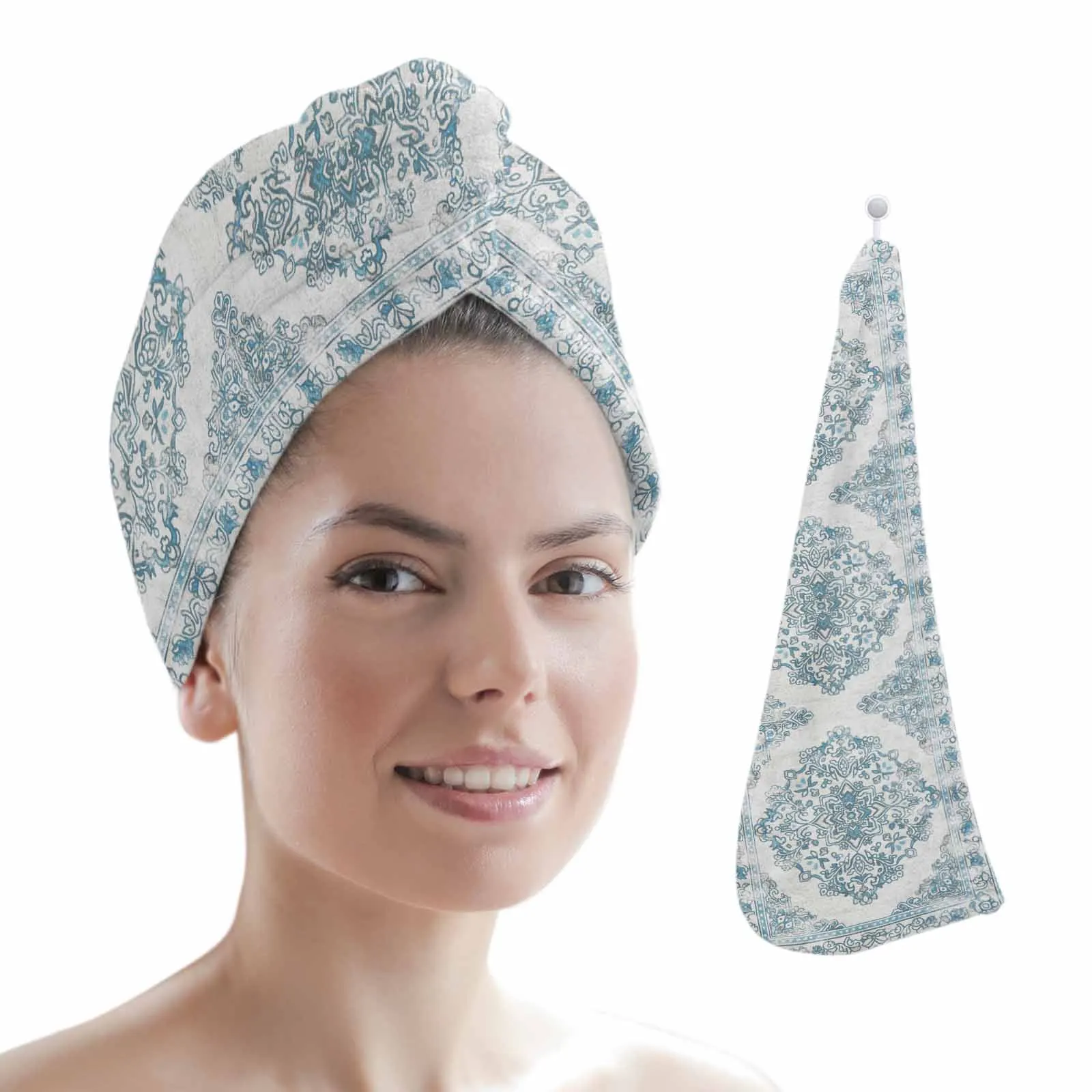 Retro Pattern Floral Pattern Quick-dry Hair Towel Cap Girl's Hair Drying Hat Bath Hat Microfiber Towel Hair Dry Cap