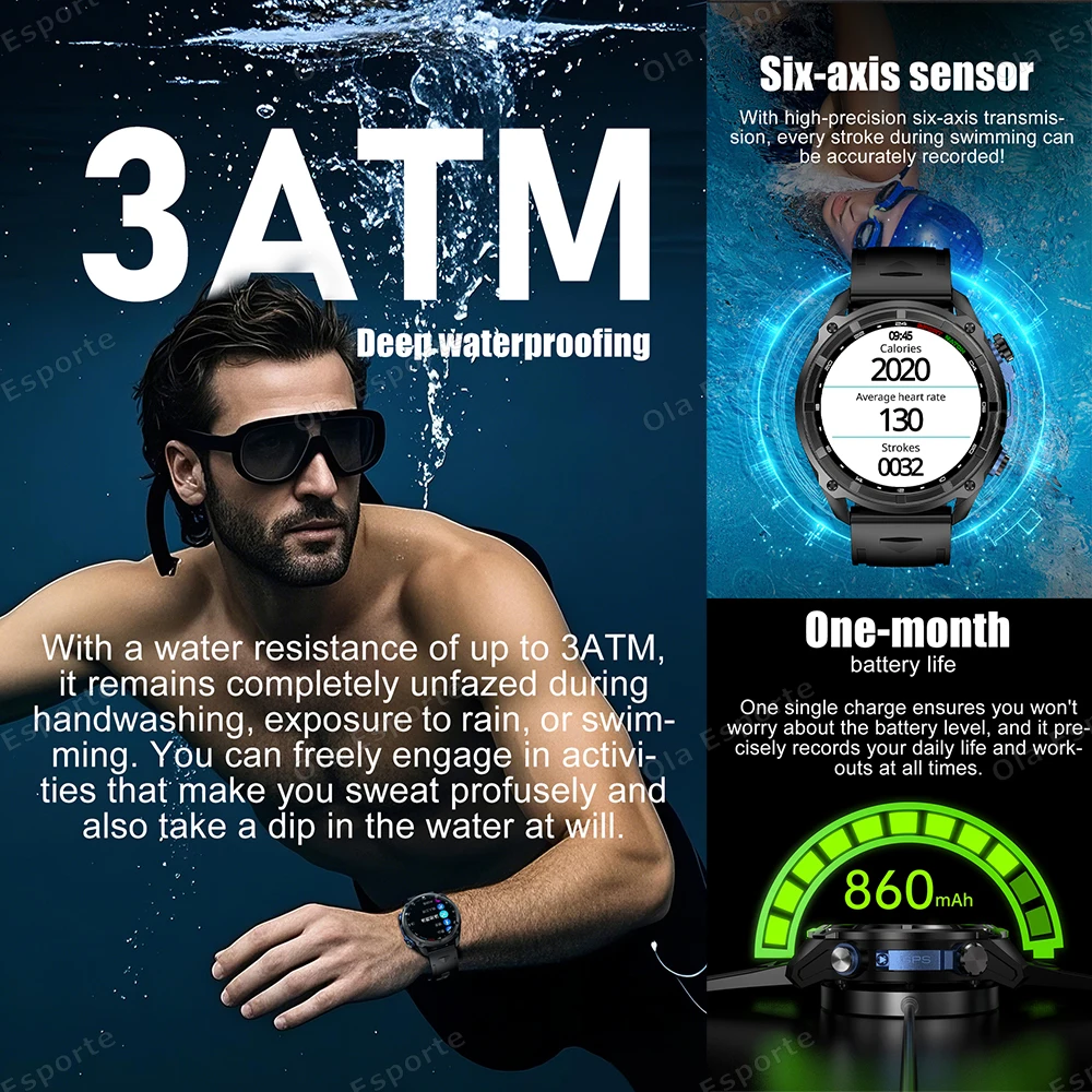 2025 neue GPS SmartWatch Offline Karten 4 GB Speicher Video Player Kompass Militär Sport Smart armband Männer 50 m schwimmen Wasserdicht