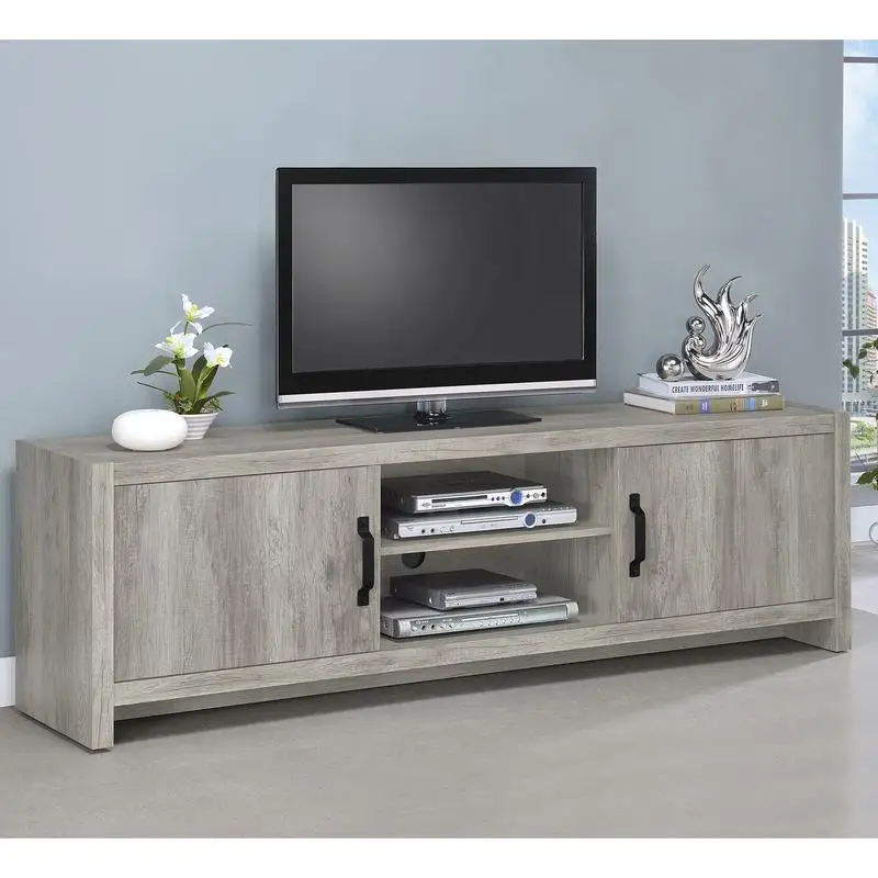 

71-Inch Grey Driftwood TV Stand for Living Room Entertainment Center