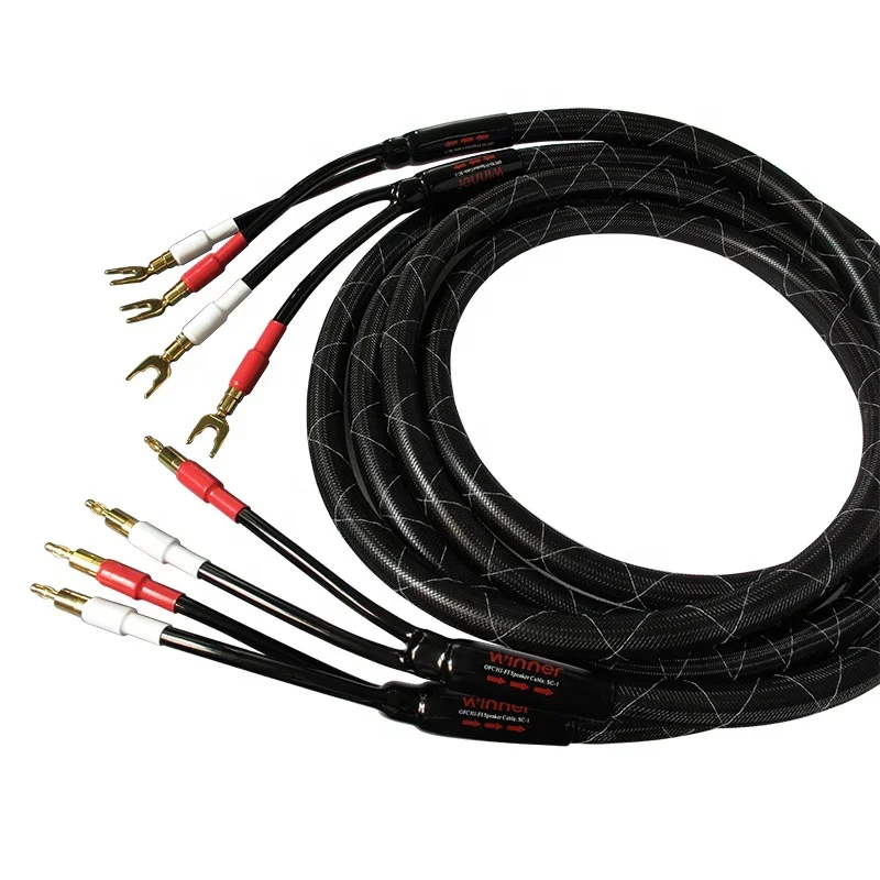 Kabel głośnikowy audio Tonewinner Hi-Fi para złotych kabli 6N OCC Kabel głośnikowy audiofilski