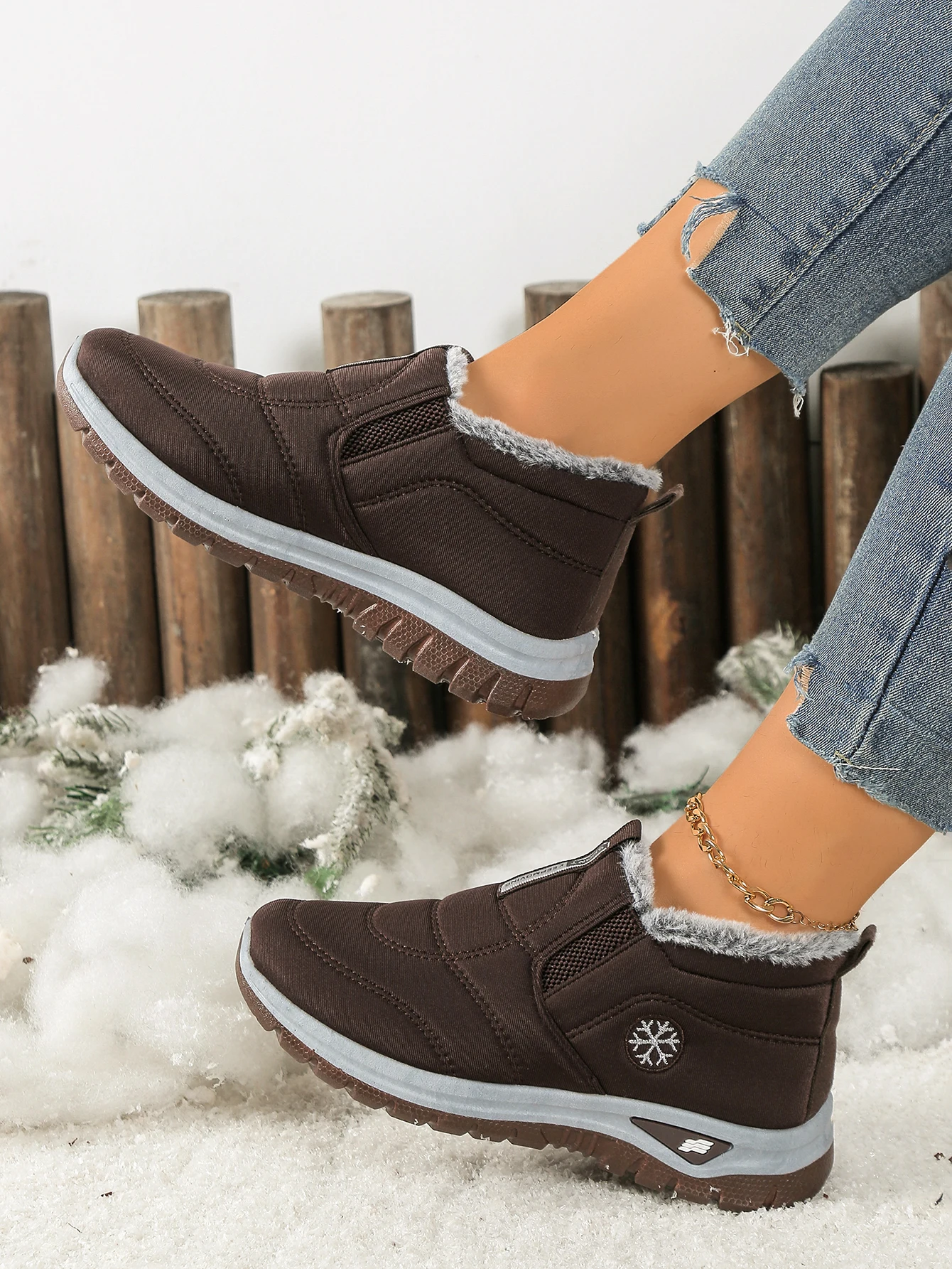 Damenstiefel, leichte Damenschuhe, bequeme Damen-Freizeitschuhe mit weicher Sohle und dickem Fleecefutter, Schuhe mit kostenlosem Versand – Detail 21