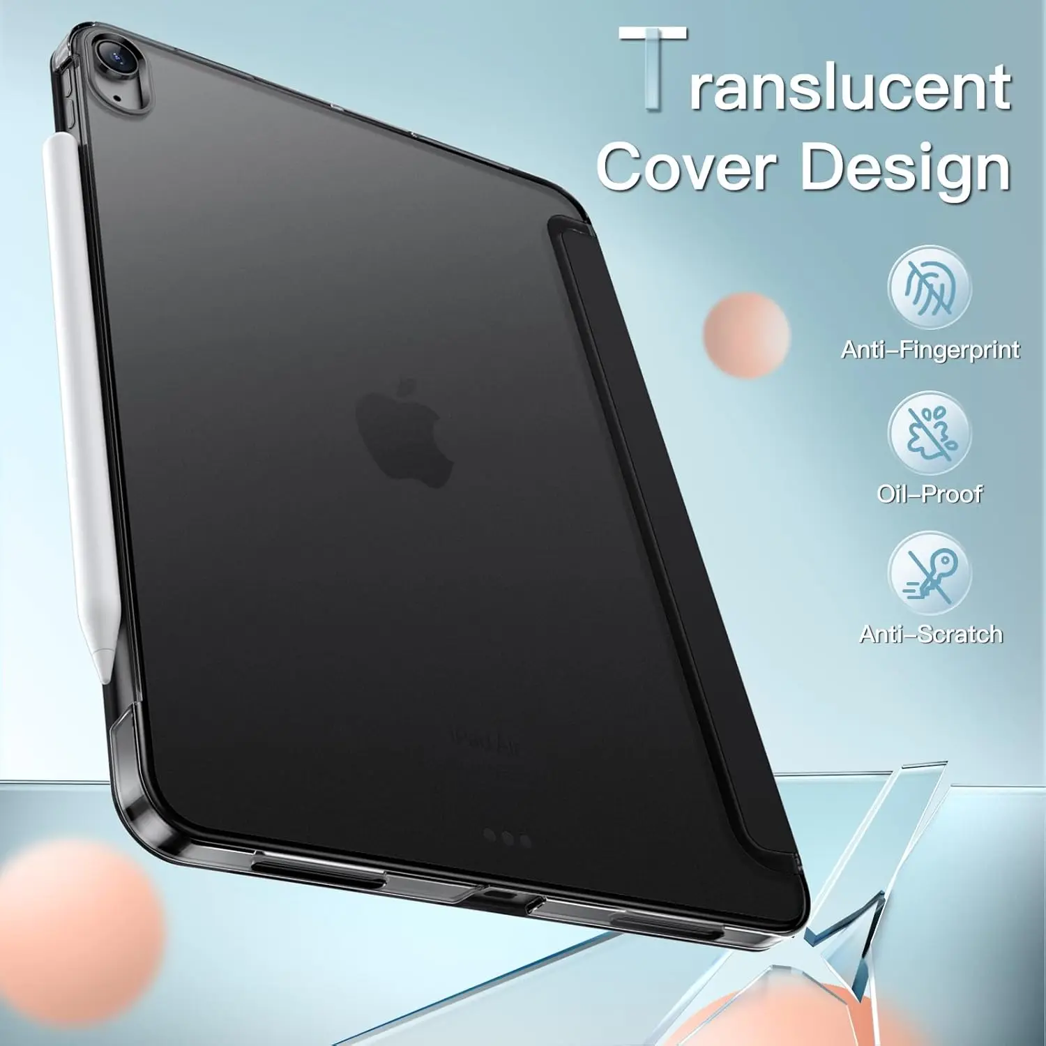حافظة لجهاز iPad Air مقاس 11 بوصة M3/M2 (2025/2024)، iPad Air 5/4 (2022/2020 الجيل الخامس/الجيل 10.9 بوصة)، غطاء صلب بحامل نحيف