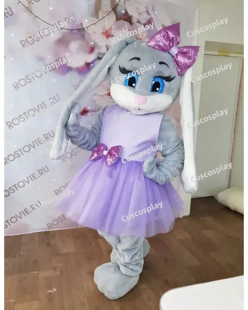 cosplay purple dress easter bunny mascot costume carnival party advertisement halloween event performance suit