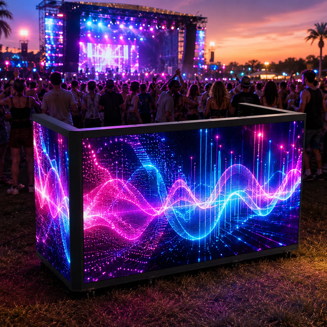 P3.91 Foldable DJ LED Front Display Booth 3-Side Portable Screen For Clubs Weddings And Events Stage Shows