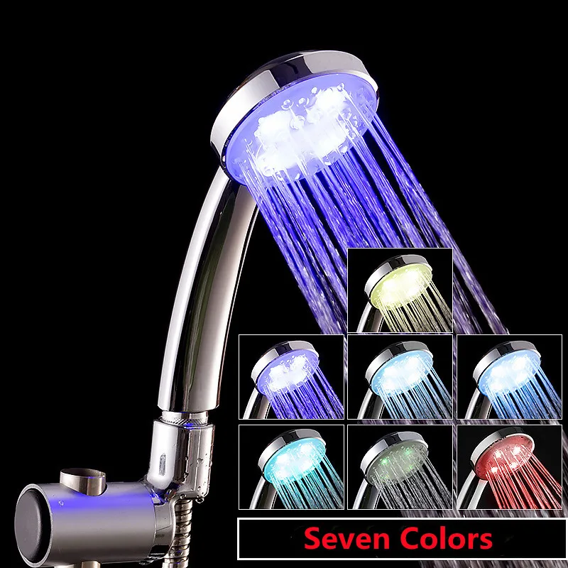 Automatic 7 Color LED Lights Hanging Rainfall Shower Head Colorful Bathroom WC Single Round Head Bath