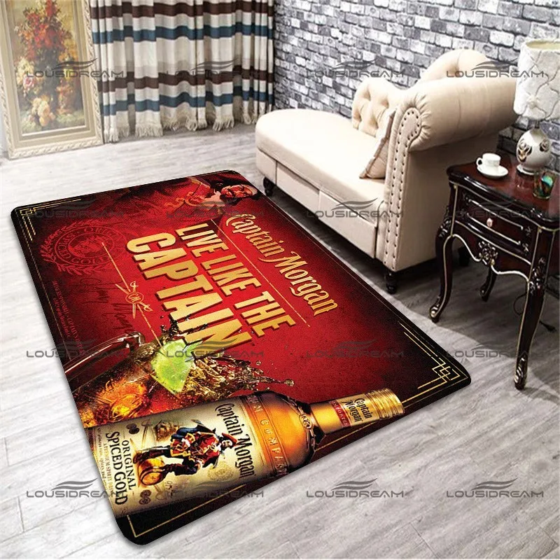 Classic Rum Pattern Upholstery Carpet Square Flannel Captain Morgan Rugs Bar Upholstery Mats Modern Home Living Room Floor Mats