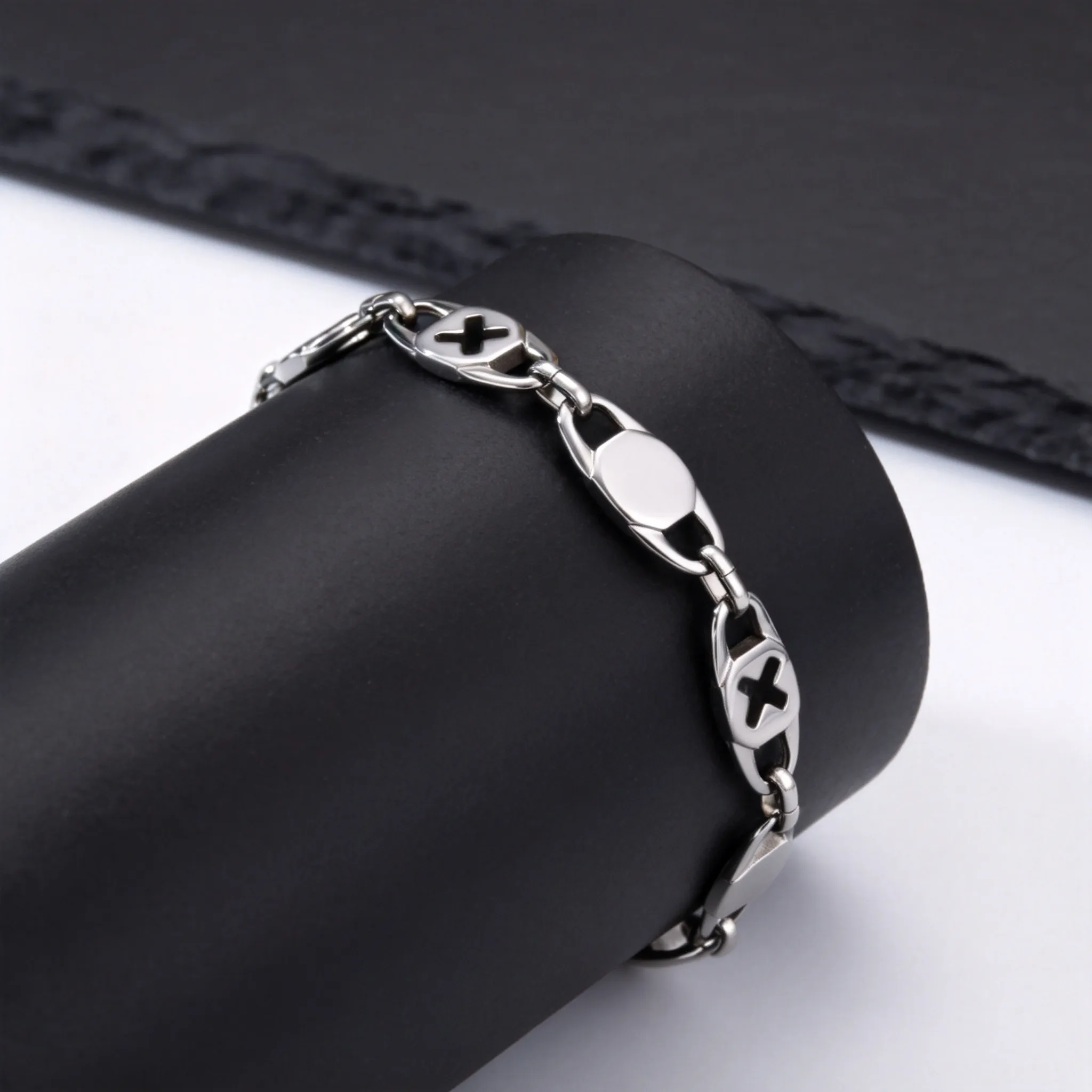 Neues Edelstahl-Kettenarmband für Männer, Punk Handgefertigtes Metall-Kettenarmband, Hip-Hop Casual Schmuck Geschenk – Detail 4