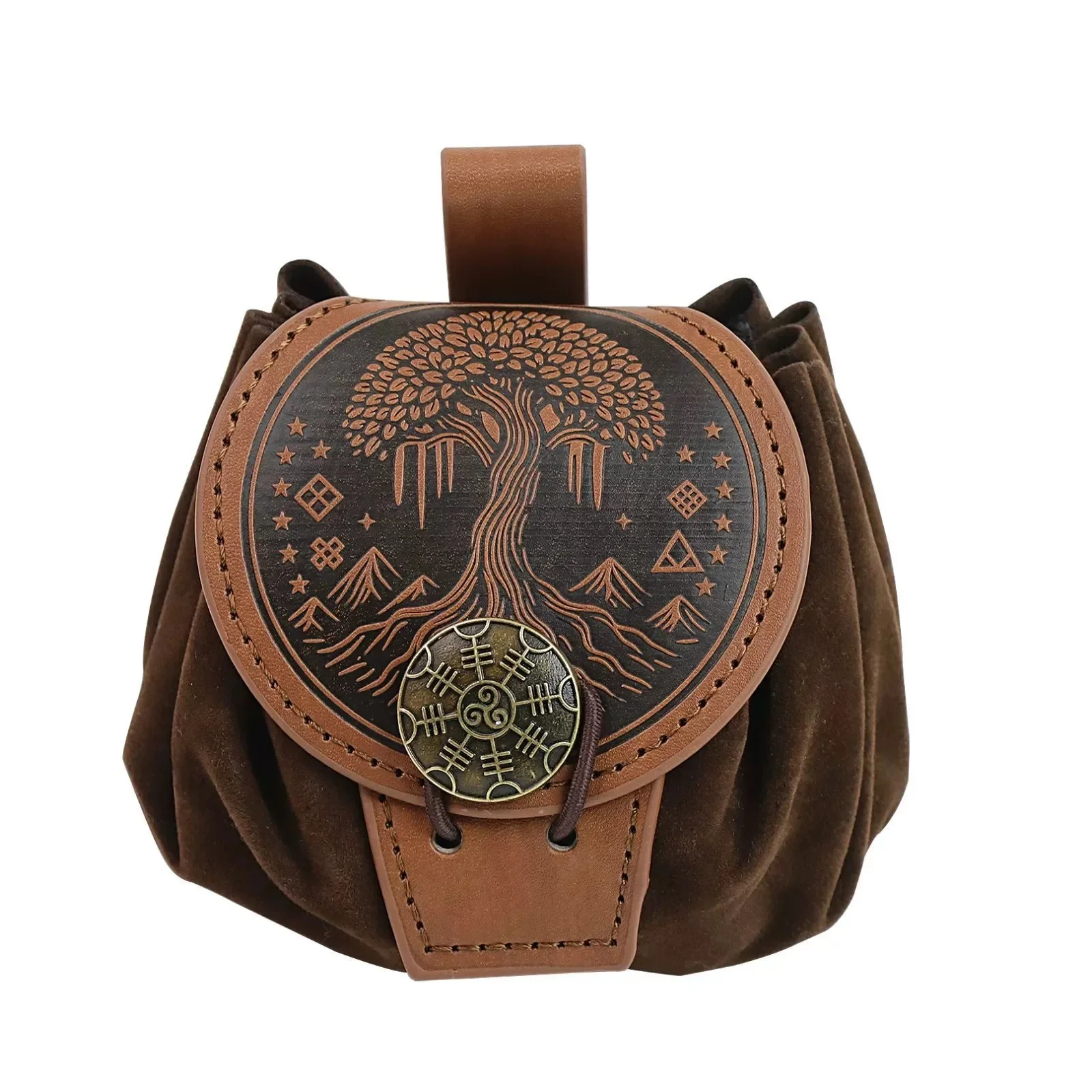 Mittelalterlicher Wikinger-Münzbeutel, Würfelbeutel, zum Aufhängen, Hüfttasche, Unisex, Leder, mit Kordelzug, Münzbeutel, Cosplay-Zubehör, Requisite – Detail 6