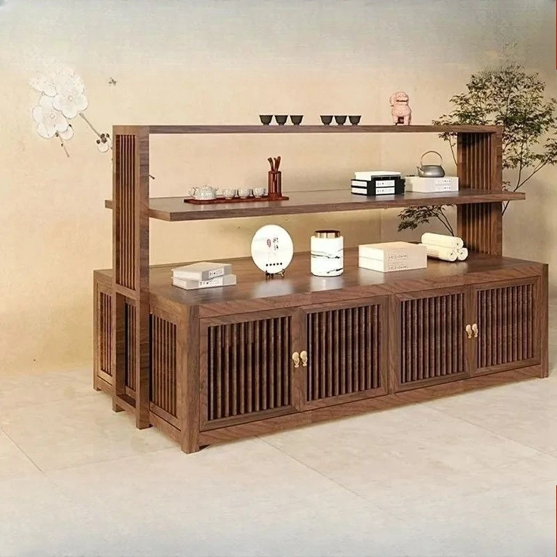 Nakajima platform floor-to-ceiling double-sided display rack, tea display cabinet multi-layer shelf