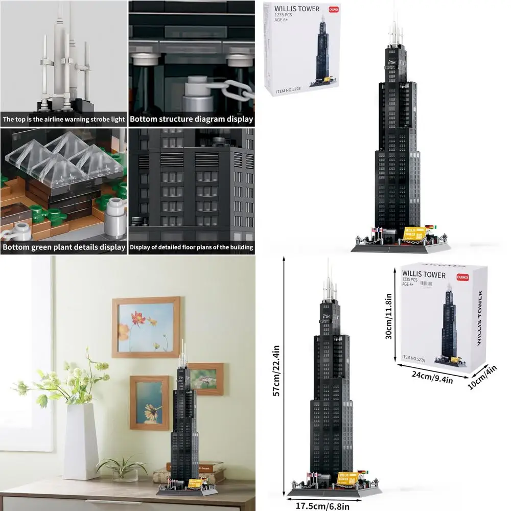 Chicago Willis Tower 1241-teiliges Architektur-Bausteinset für Kinder und Erwachsene – Office Landmark Skyline Collection Spielzeug